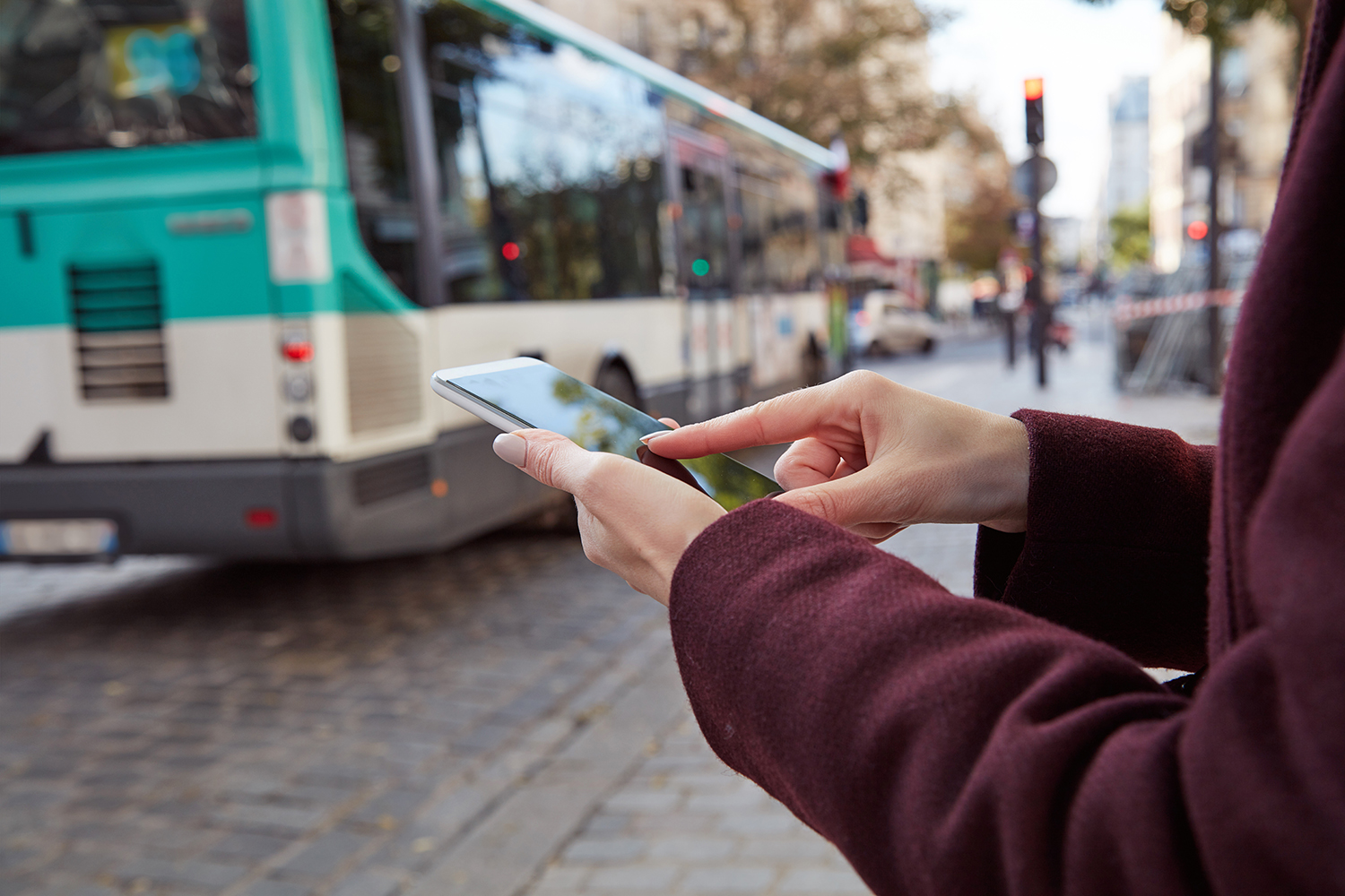 Traveller at bus stop